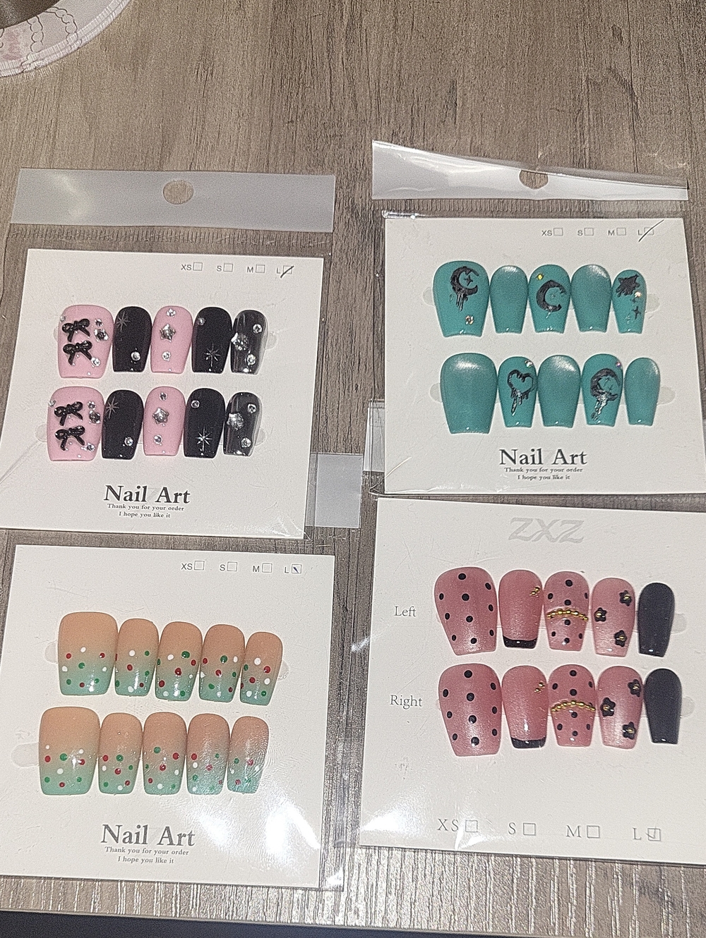 Press-On Sets - Pink, Teal, Black & Peach Designs